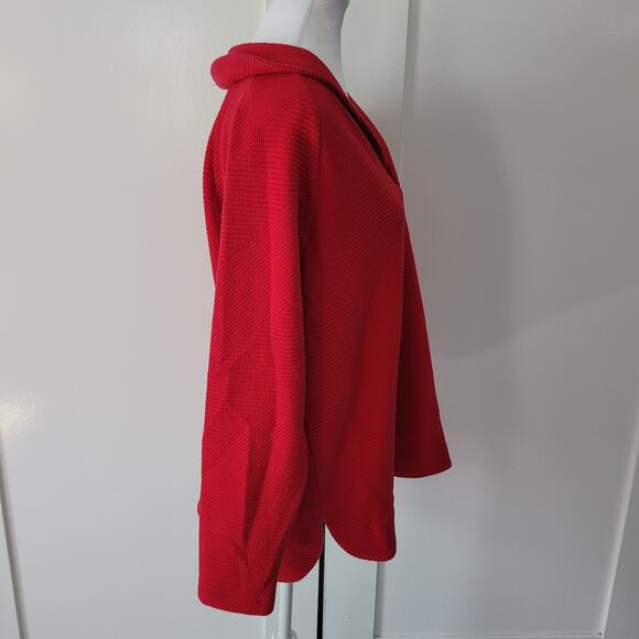 Soft Surroundings Size L Red Textured Pullover Sweater Minimalist Comfy Fit - Picture 2 of 9